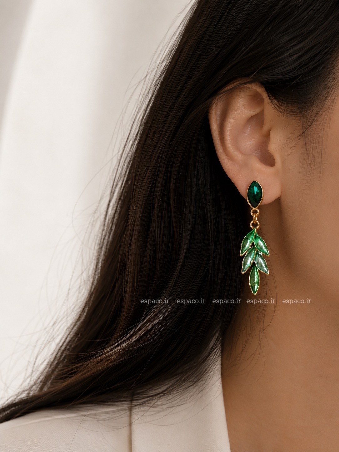 گوشواره جواهری سبز کد A868