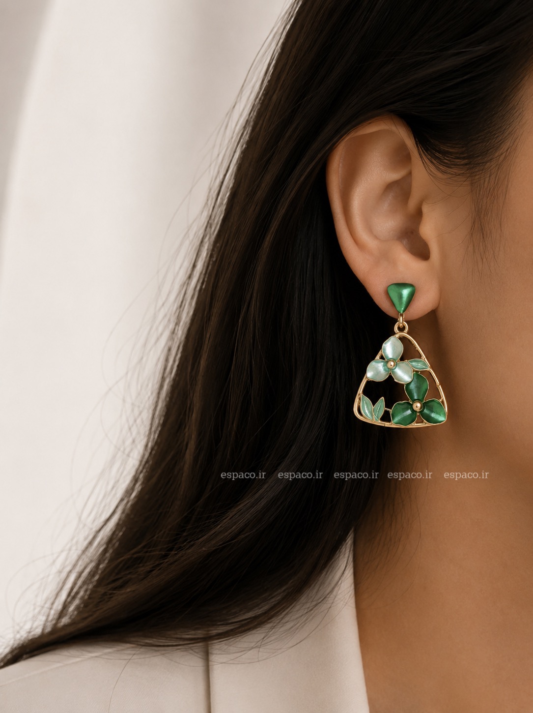 گوشواره جواهری سبز کد A869