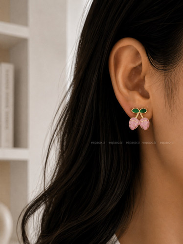 گوشواره گیلاس میناکاری صورتی کد A8۹۸